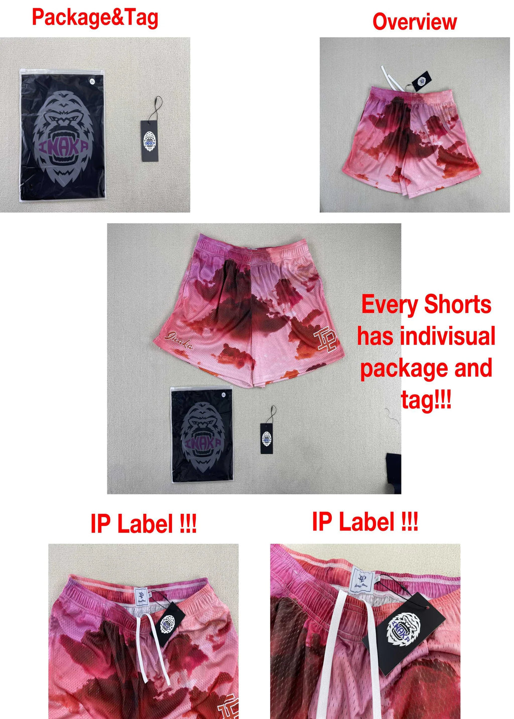 Inaka Power Shorts 2022 Men Women Classic GYM Workout Mesh Shorts One Layer Inaka Shorts Fashion Design
